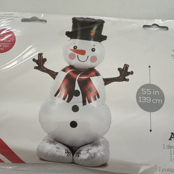 Christmas Snowman Airloonz Fill With Air Balloon‎ 55" NO HELIUM REQUIRED - Picture 2 of 9